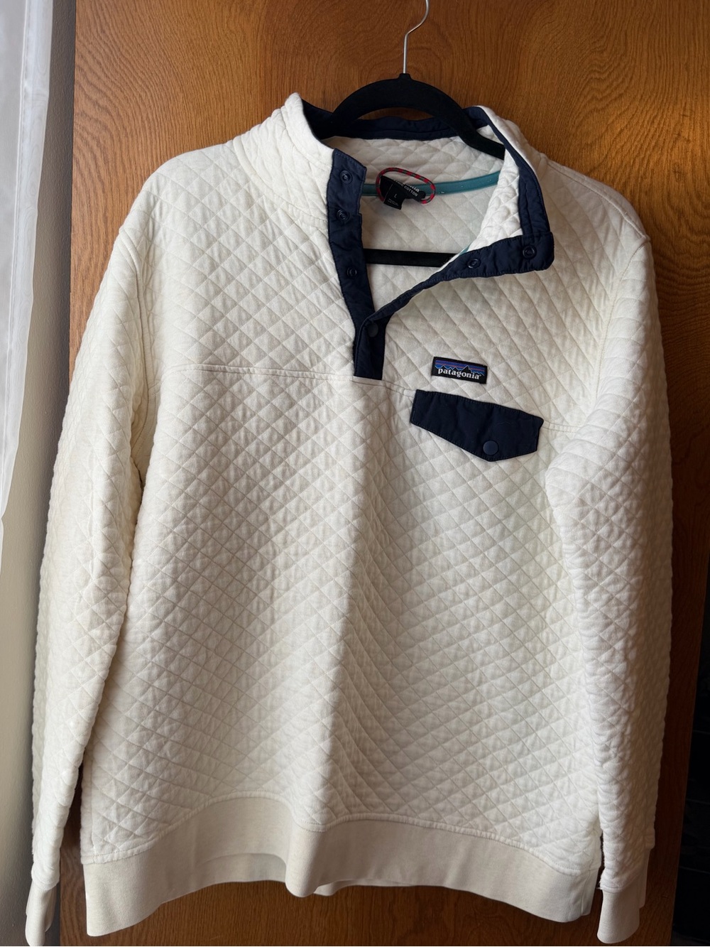 Patagonia Cream Quilted Snap-T Pullover L